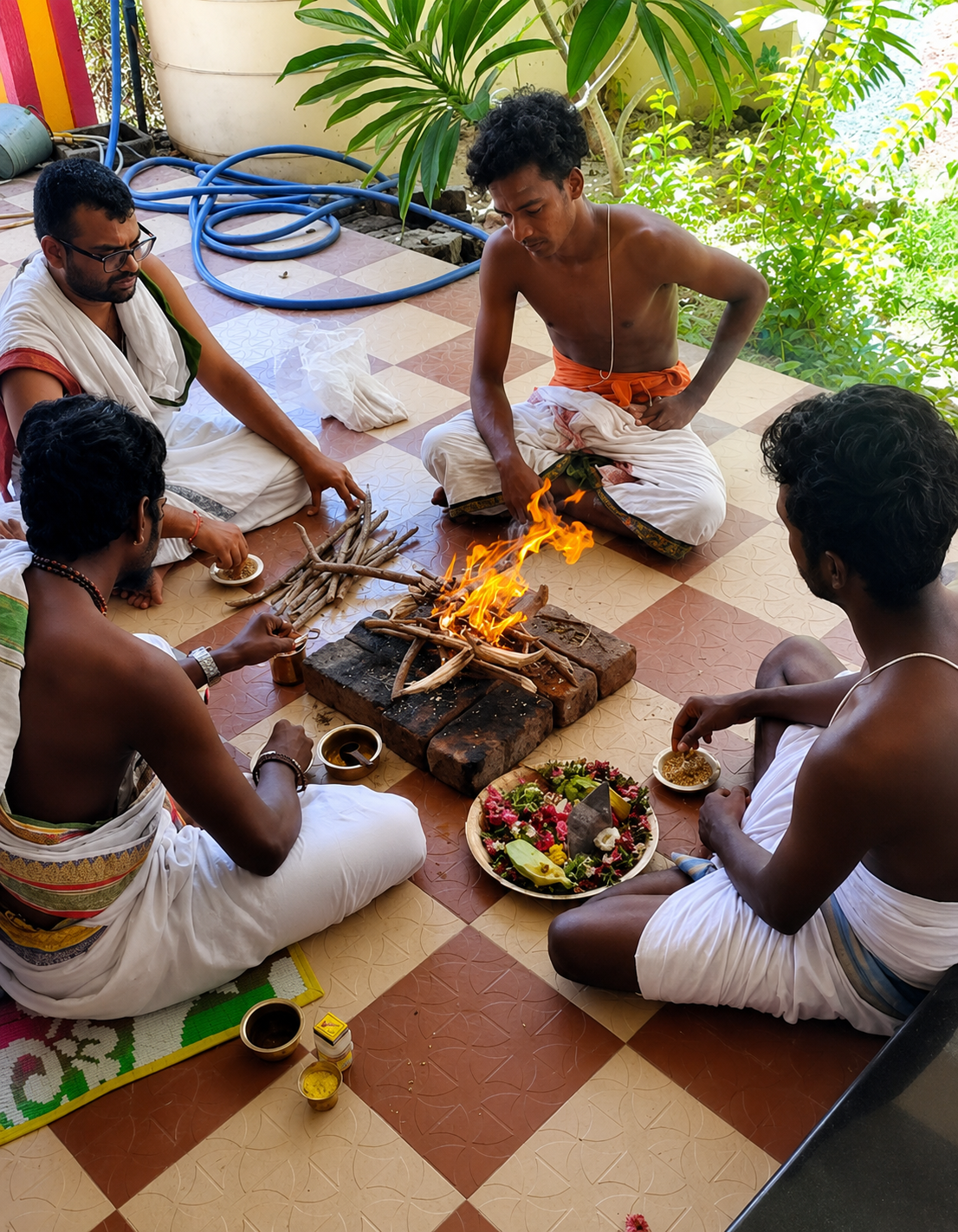 Priest performing Thila Homam at Rameswaram